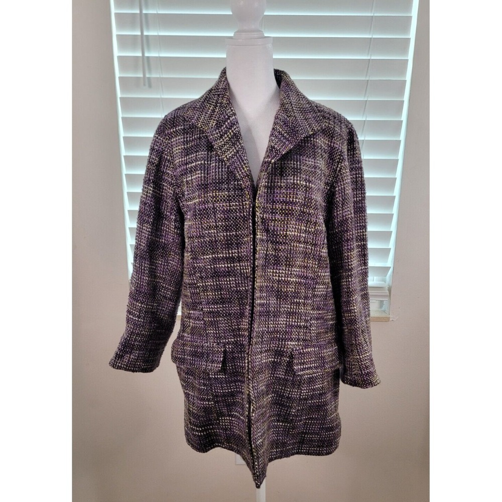 Chicos Shining Purple Persis Classic Tweed Blazer Coat Jacket Women's 1 M/8
